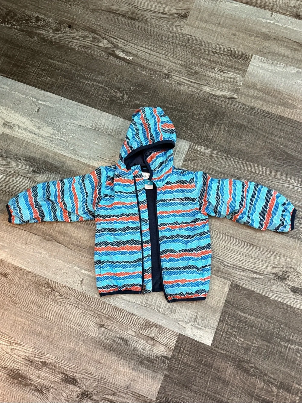 Columbia Kids Hooded Jacket in Blue, Orange, Black